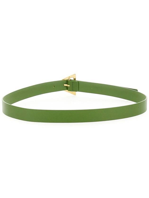 Triangle Buckle Leather Belt Green - BOTTEGA VENETA - BALAAN 4