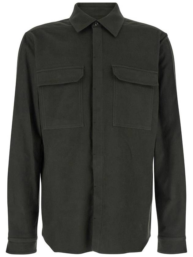 Dark Green Shirt With Patch Pockets In Cotton Man - RICK OWENS - BALAAN 1