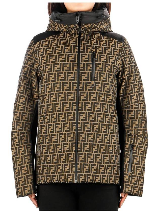 FF Logo Printed Hooded Jacket Brown - FENDI - BALAAN 2