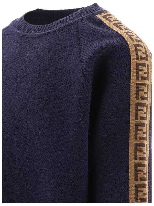 Kids Monogram Crew Neck Knit Top Blue - FENDI - BALAAN 4