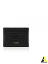 T-Line Logo Grain Leather Card Wallet Brown - TOM FORD - BALAAN 2