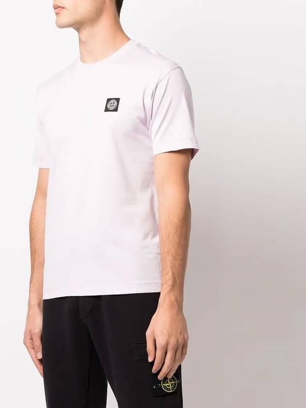 Logo Patch Short Sleeve T-Shirt Pink - STONE ISLAND - BALAAN 4