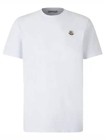 Chest patch round short sleeve t shirt white men s 8C00022 829H8 001 - MONCLER - BALAAN 1