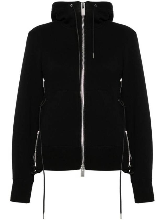 Sponge Sweat Nylon Twill Hooded Zip Up Black - SACAI - BALAAN 1