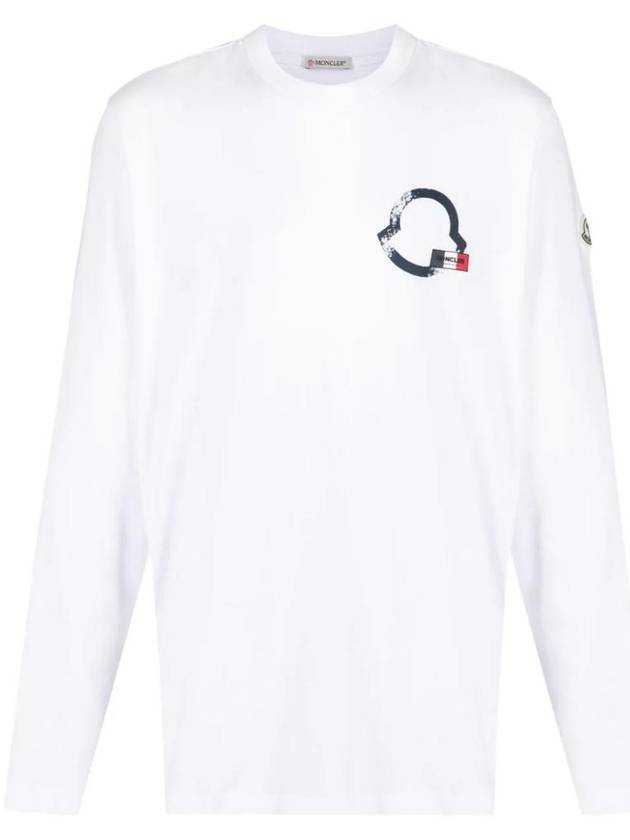 Logo Outline Long Sleeve T-Shirt Optical White - MONCLER - BALAAN 1