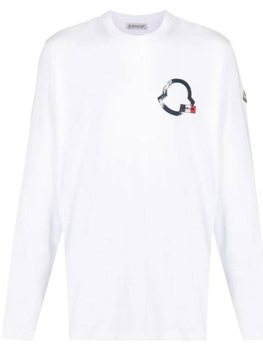 Logo Outline Long Sleeve T-Shirt Optical White - MONCLER - BALAAN 1