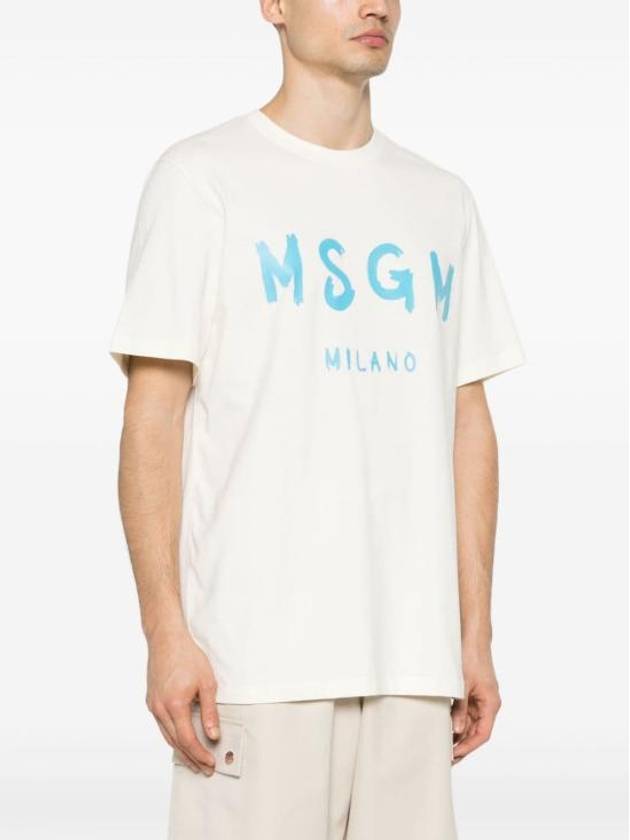 Brushed Logo Short Sleeve T-Shirt White - MSGM - BALAAN 6