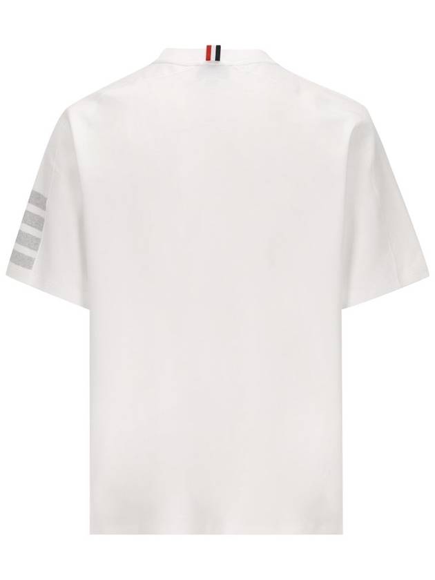 4-Bar Striped Cotton Short Sleeve T-Shirt White - THOM BROWNE - BALAAN 3