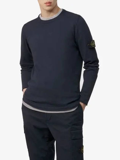 Compass Badge Ribbed Cotton Knit Top Navy - STONE ISLAND - BALAAN 2