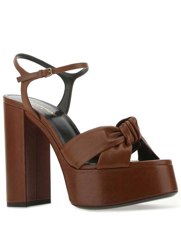 Women's Bianca Platform Sandals Heel Brown - SAINT LAURENT - BALAAN 3