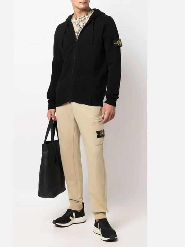 Waffen Patch Knit Zip Up Hoodie Black - STONE ISLAND - BALAAN 5