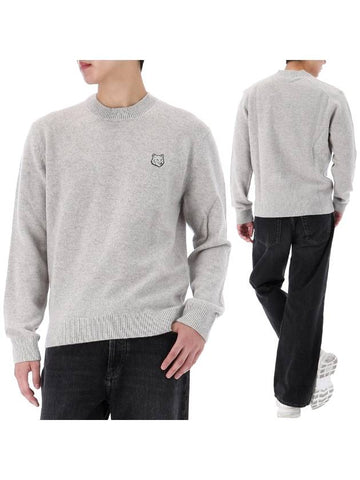 Bold Foxhead Embroidered Wool Sweater NM00805KT1006 LIGHT GRAY - MAISON KITSUNE - BALAAN 1