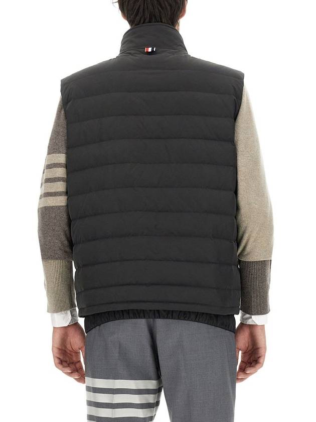 4 Bar Poly Twill Down Vest Charcoal - THOM BROWNE - BALAAN 4