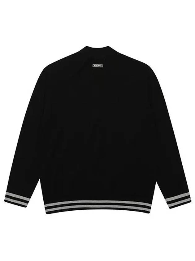 logo jacquard high neck full zip-up knit cardigan 2804GZKRBLACK - BLACK&WHITE - BALAAN 2