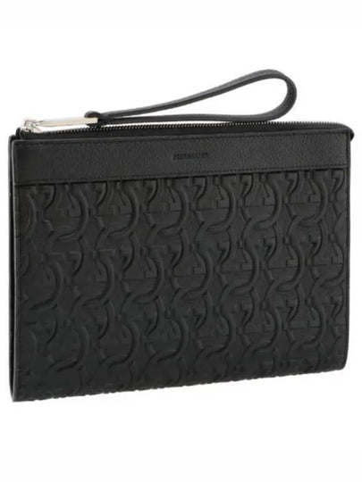 Embossed Logo Zipped Clutch Bag Black - SALVATORE FERRAGAMO - BALAAN 2