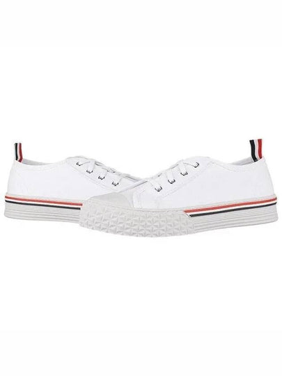 Striped Trim Lace-up Low Top Sneakers White - THOM BROWNE - BALAAN 2