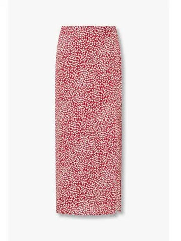 Patterned Slit Back Banding Skirt Nori Red - REFORMATION - BALAAN 1