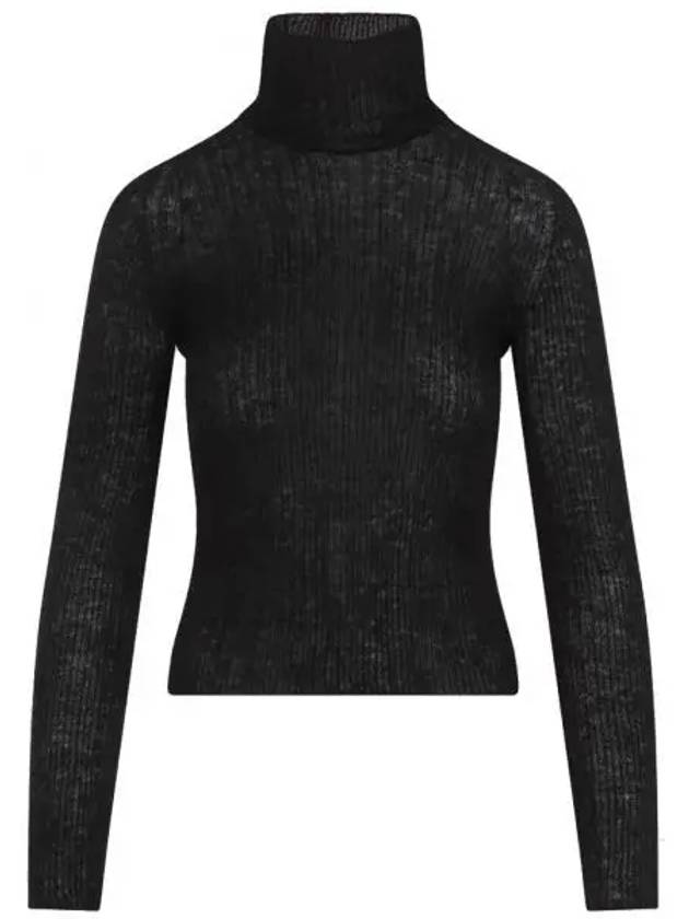 Ribbed Knit Turtleneck Black - SAINT LAURENT - BALAAN 2