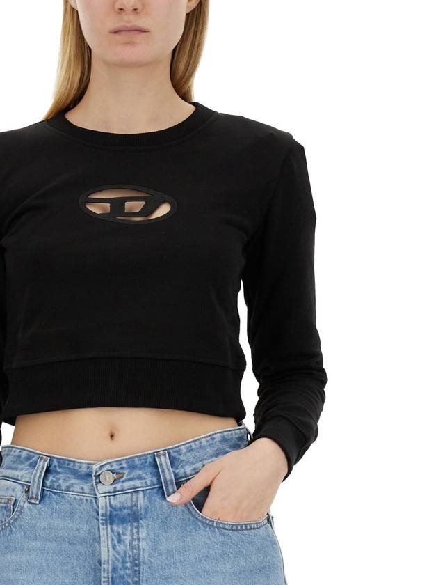 F Slimmy Cutout Logo Crop Sweatshirt Black - DIESEL - BALAAN 7