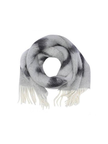 Logo Fringe Wool Mohair Scarf Grey - LOEWE - BALAAN 1