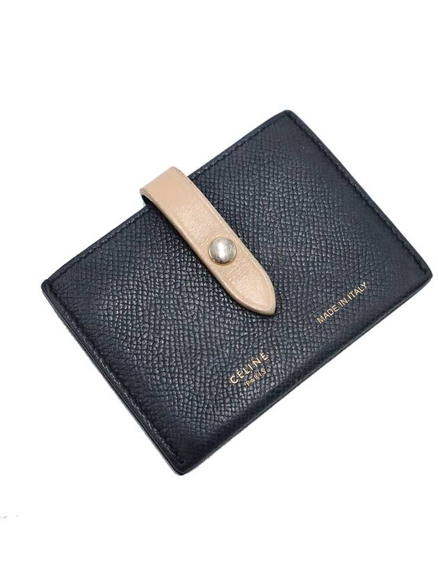 Celine 10A573A15 07DN Dark Navy Color Grain Calfskin Accordion Strap Card Wallet - CELINE - BALAAN 4