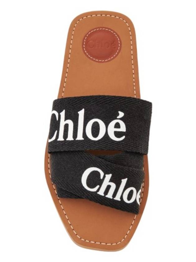 Woody Logo Flat Mule Slippers Black - CHLOE - BALAAN 2