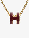 Mini Pop H Pendant Necklace Gold Rouge Grenat - HERMES - BALAAN 3