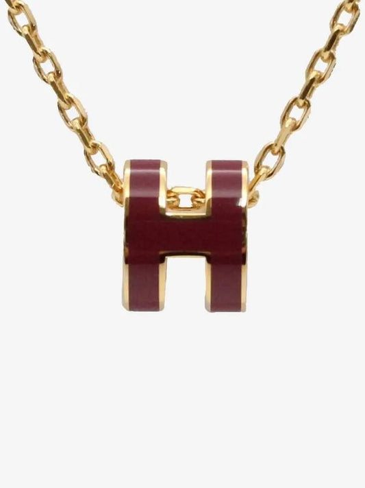 Mini Pop H Pendant Necklace Gold Rouge Grenat - HERMES - BALAAN 2