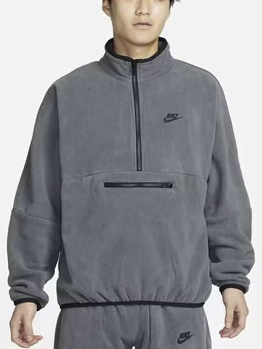 Club Fleece Half Zip Anorak Iron Grey - NIKE - BALAAN 2