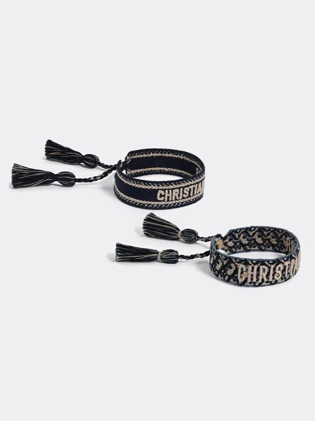 Embroidered Logo Bracelet Set Navy - DIOR - BALAAN 2