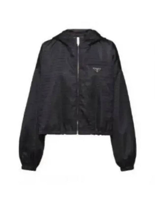 Triangle Logo Nylon Hooded Jacket Black - PRADA - BALAAN 2