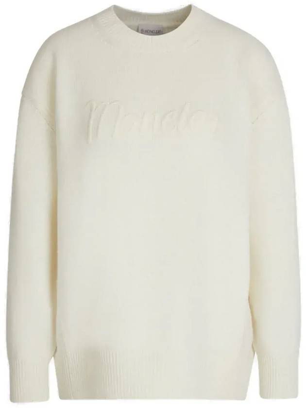 Logo Wool Knit Top Milk White - MONCLER - BALAAN 1