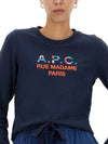 Women's Color Block Logo Sweat Sweatshirt Navy - A.P.C. - BALAAN 5