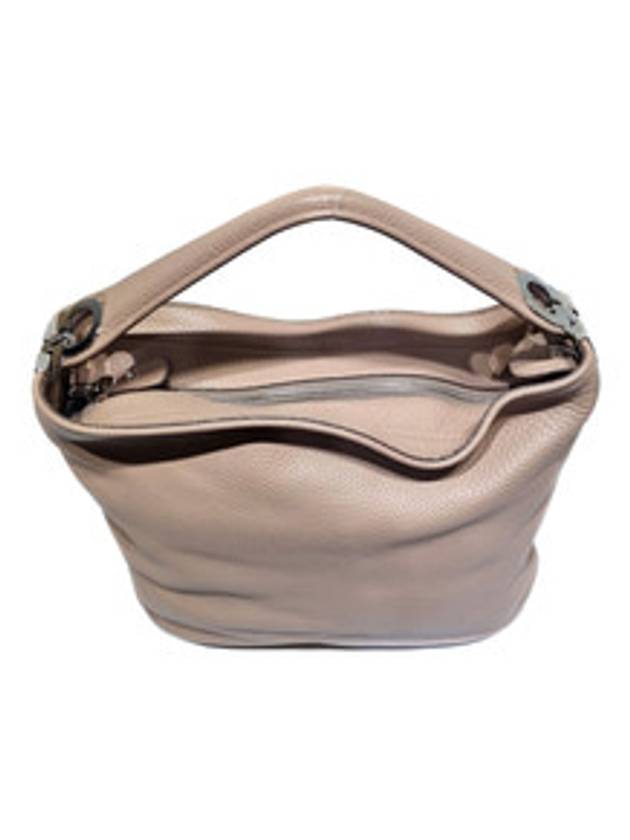 Women s Ferragamo 21 E372 Beige Leather Silver Gancini Shoulder Bag - SALVATORE FERRAGAMO - BALAAN 4