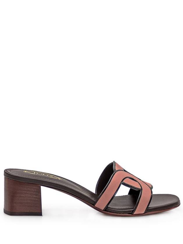 Cut Out Logo Detail Leather Sandal Heels Pink - TOD'S - BALAAN 2