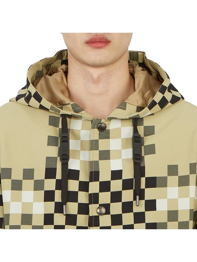 Men's Pixel Check Nylon Hooded Jacket Archive Beige - BURBERRY - BALAAN 8