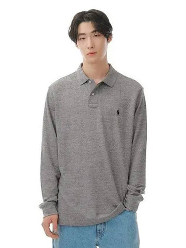 Custom Slim Fit Long Sleeve Polo Gray - POLO RALPH LAUREN - BALAAN 1