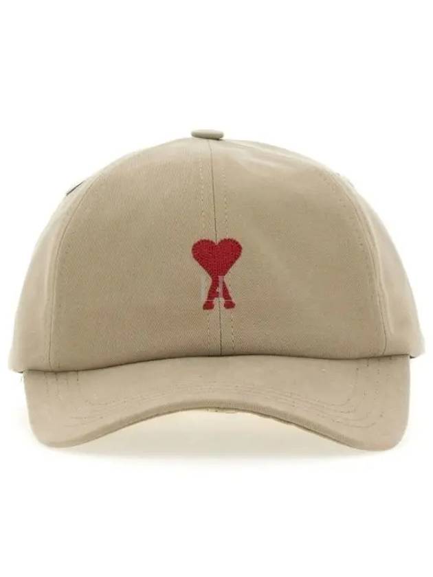 Embroidered Heart Logo Ball Cap Beige - AMI - BALAAN 2