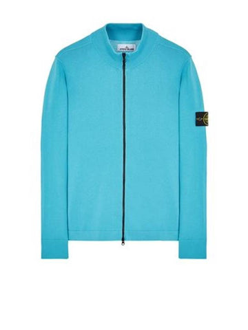 Soft Cotton Knit Zip-Up Jacket Blue - STONE ISLAND - BALAAN 1