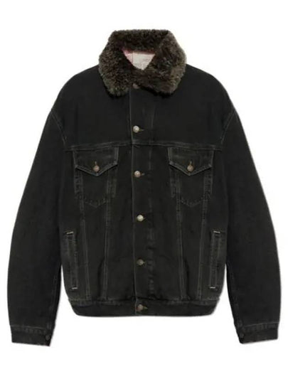 Sherpa Collar Denim Jacket Black - ACNE STUDIOS - BALAAN 2