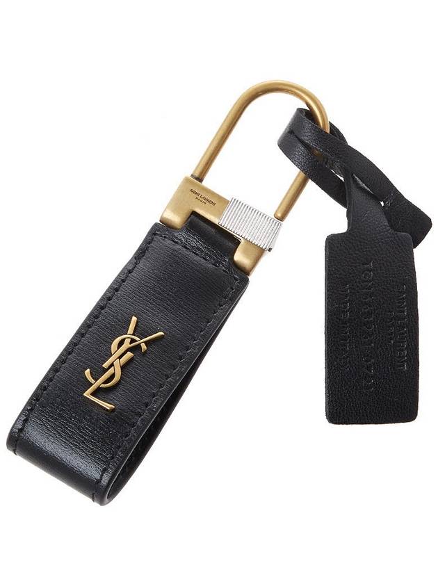 Tiny Cassandre Keyholder in Smooth Leather Black - SAINT LAURENT - BALAAN 3