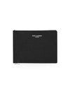 Textured Classic Leather Money Clip Half Wallet Black - SAINT LAURENT - BALAAN 3