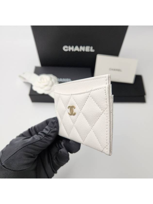 Gold CC Logo Leather Card Wallet White - CHANEL - BALAAN 6