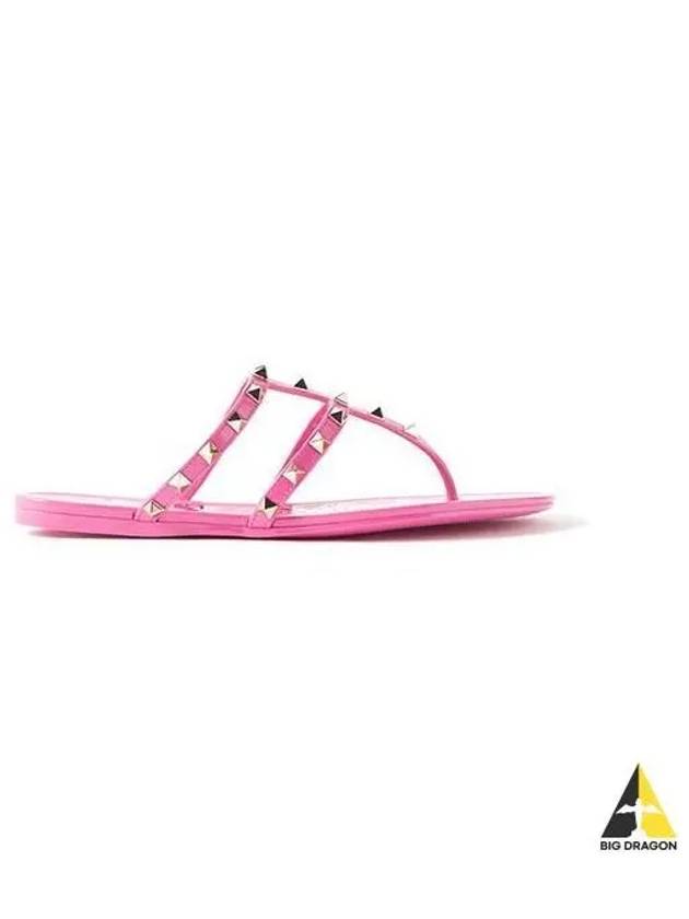 Women s Rockstud Flip Flop Sandals Pink 2W2S0T84 PUW - VALENTINO - BALAAN 1