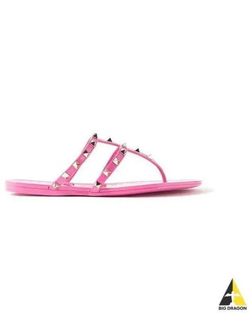 Women s Rockstud Flip Flop Sandals Pink 2W2S0T84 PUW - VALENTINO - BALAAN 1