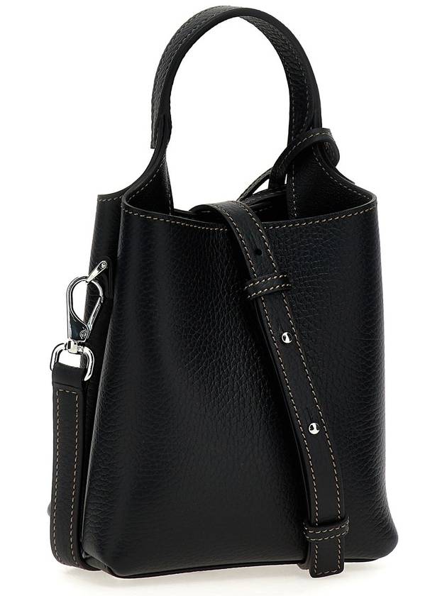 Micro Leather Mini Tote Bag Black - TOD'S - BALAAN 3