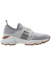 Women's High Tech Fabric Leather Low Top Sneakers Grey - TOD'S - BALAAN 3