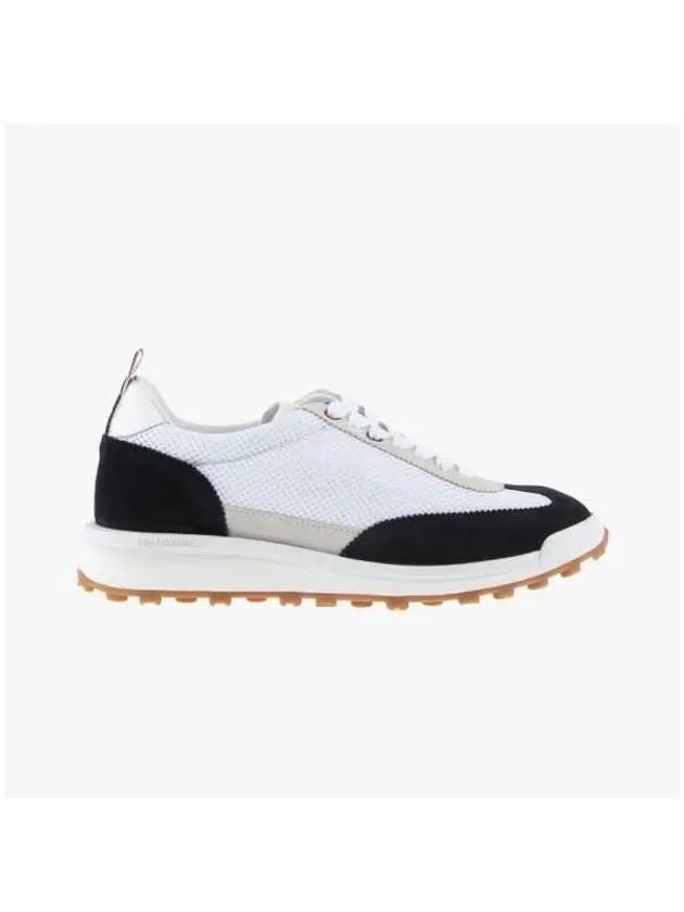 Fine Kid Suede Tech Runner Sneaker Navy - THOM BROWNE - BALAAN 3