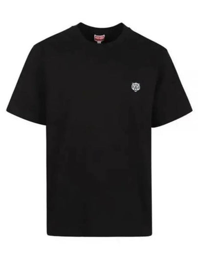 Happy Tiger Embroidery Short Sleeve T-Shirt Black - KENZO - BALAAN 2