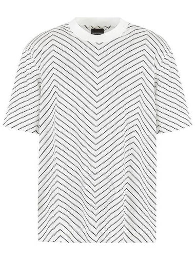 Emporio Armani Chevron Printed ASV Micro Eagle T Shirt Size Large - EMPORIO ARMANI - BALAAN 1